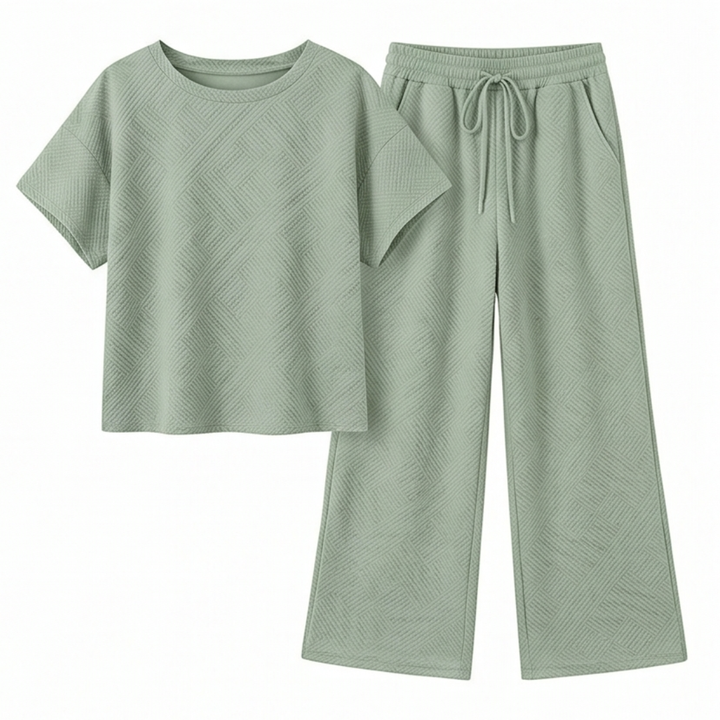 Textured Knit 2-Piece Lounge Set for Real Curves — View 19 | Clova