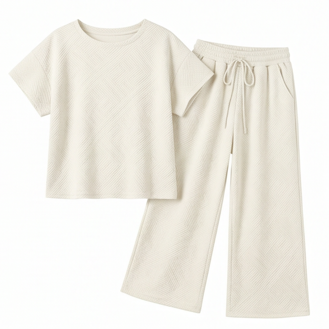 Textured Knit 2-Piece Lounge Set for Real Curves — View 18 | Clova
