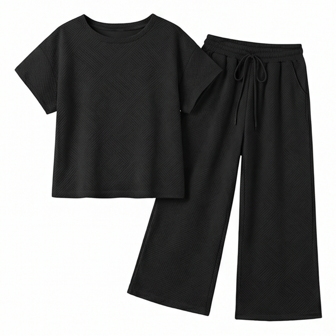 Textured Knit 2-Piece Lounge Set for Real Curves — View 20 | Clova