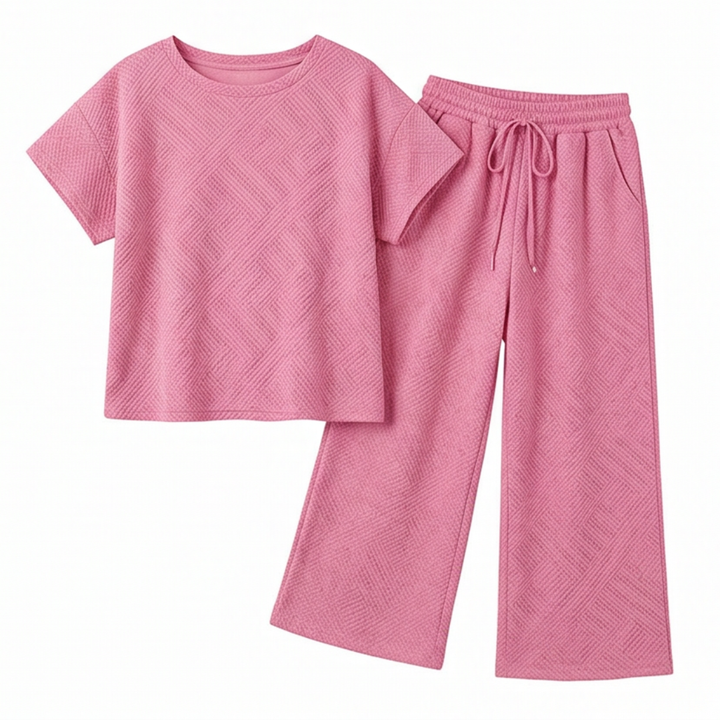 Textured Knit 2-Piece Lounge Set for Real Curves — View 21 | Clova
