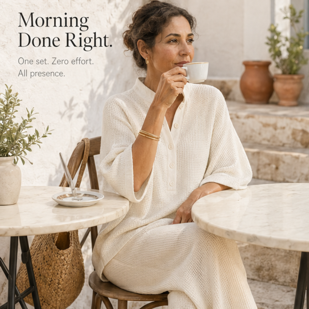 Vienelle Waffle-Knit Two-Piece Set for Effortless Everyday Style — View 11 | Clova