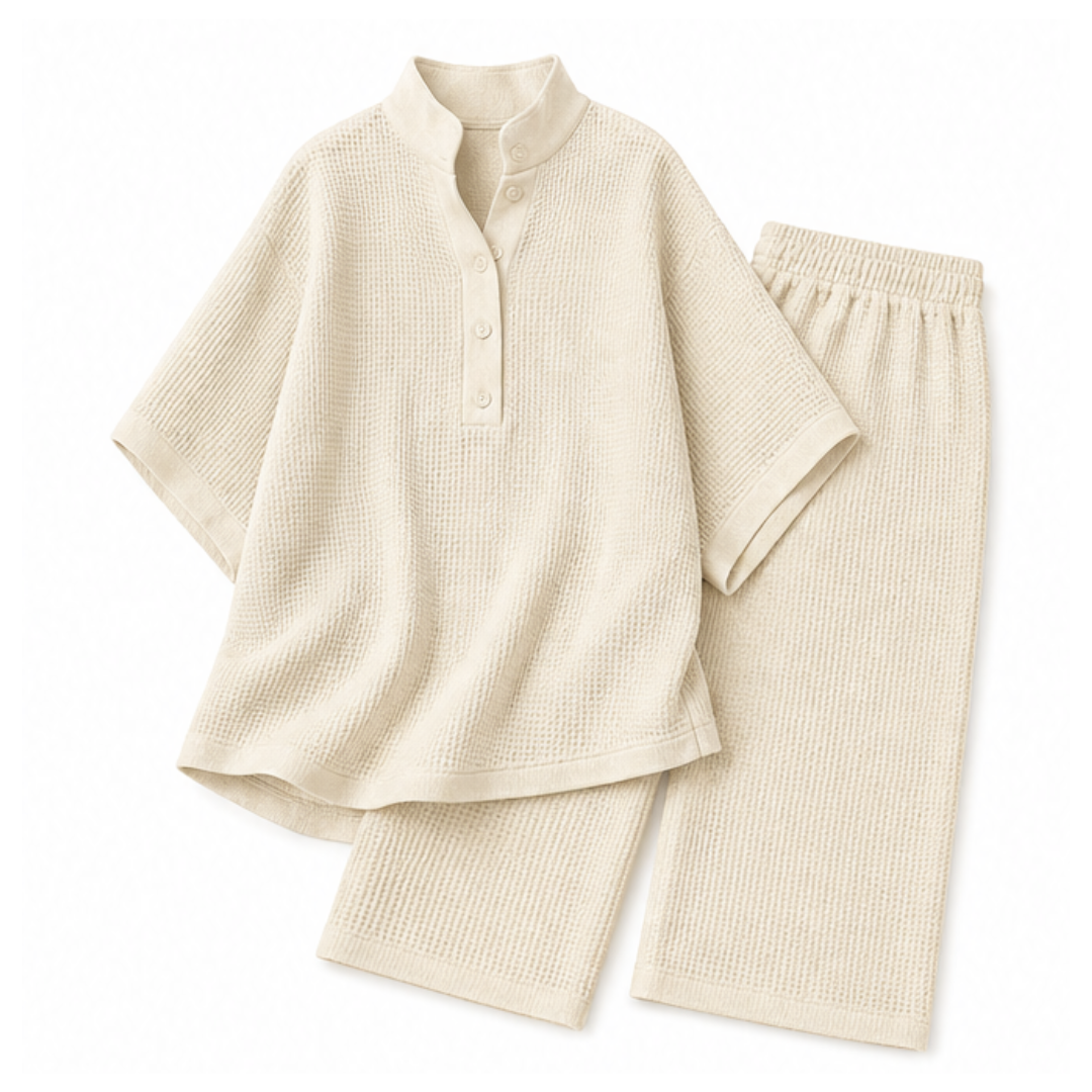 Vienelle Waffle-Knit Two-Piece Set for Effortless Everyday Style — View 12 | Clova