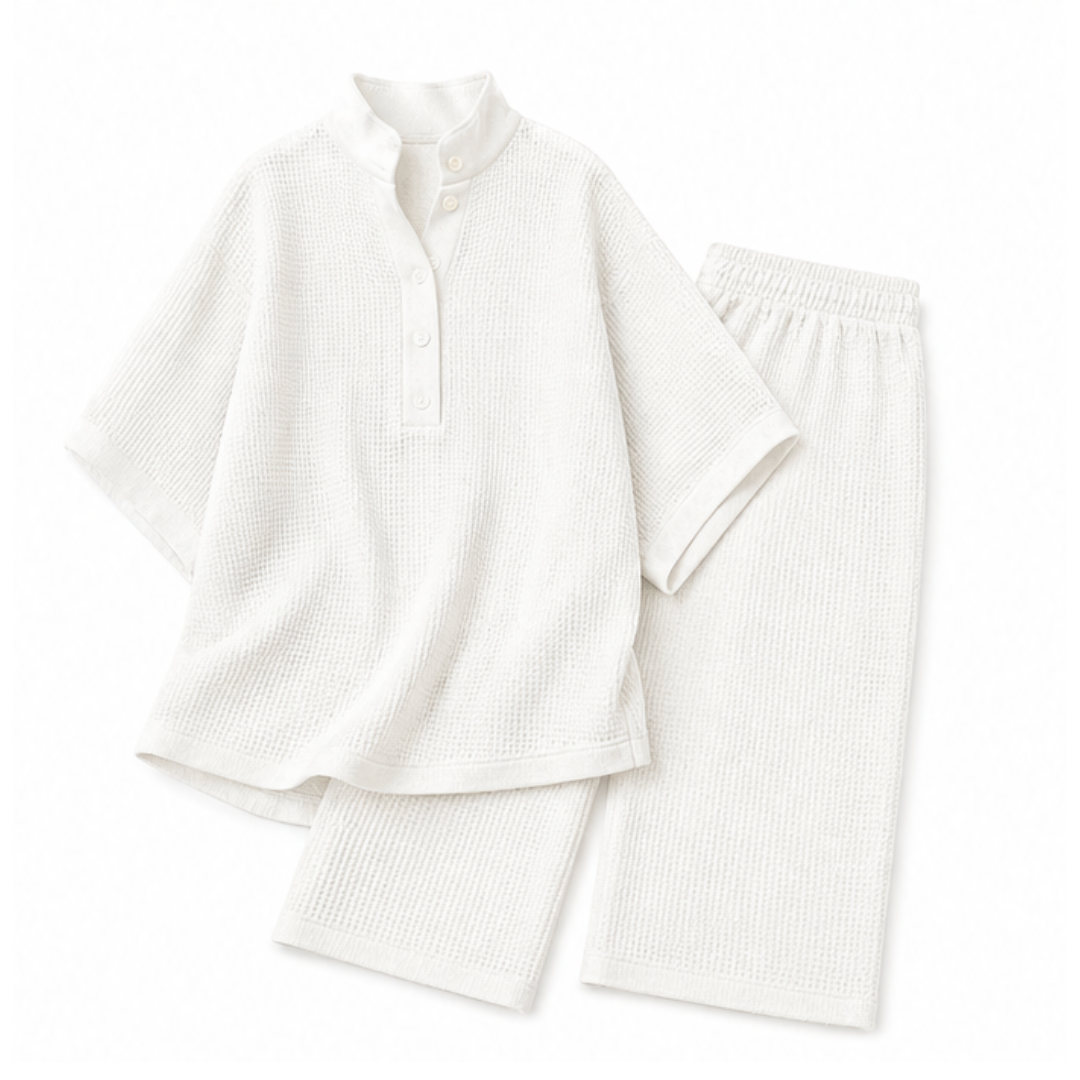 Vienelle Waffle-Knit Two-Piece Set for Effortless Everyday Style — View 15 | Clova