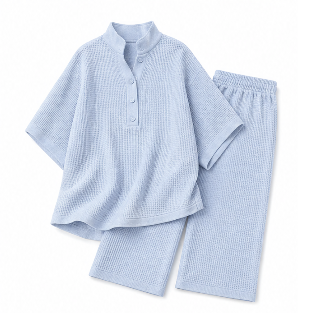 Vienelle Waffle-Knit Two-Piece Set for Effortless Everyday Style — View 14 | Clova
