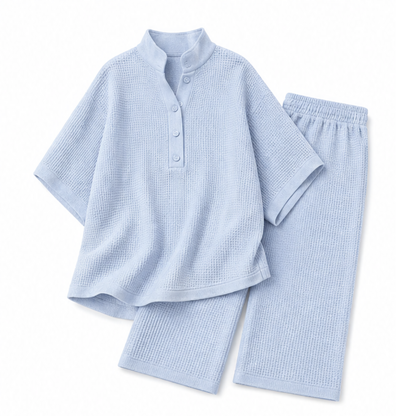 Vienelle Waffle-Knit Two-Piece Set for Effortless Everyday Style — View 14 | Clova