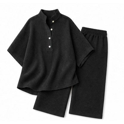 Vienelle Waffle-Knit Two-Piece Set for Effortless Everyday Style — View 13 | Clova