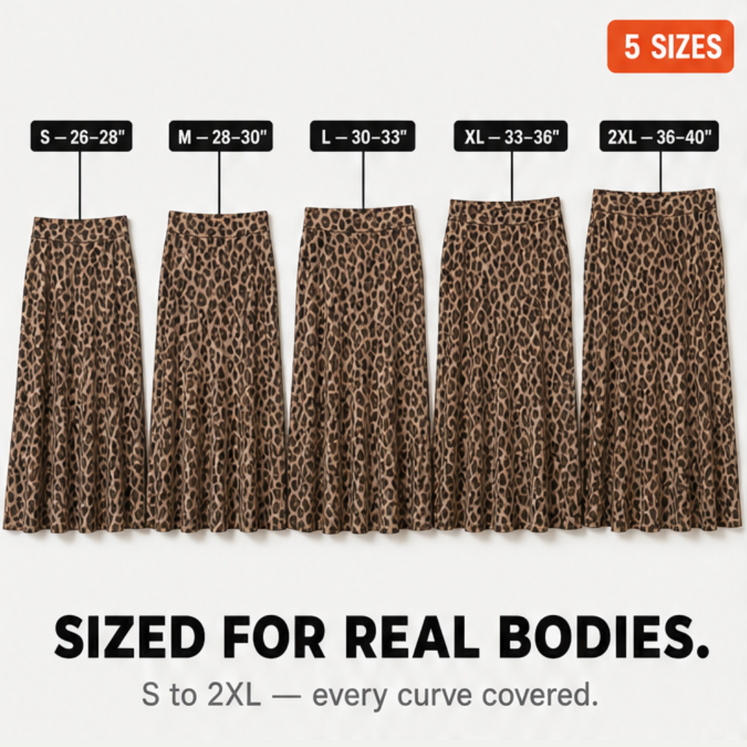 Curvy-Fit Leopard Print Maxi Skirt — View 6 | Clova