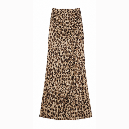 Curvy-Fit Leopard Print Maxi Skirt — View 9 | Clova