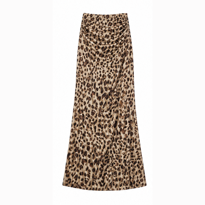 Curvy-Fit Leopard Print Maxi Skirt — View 9 | Clova