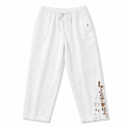 Lace Trim Drawstring Comfort Pants — View 17 | Clova