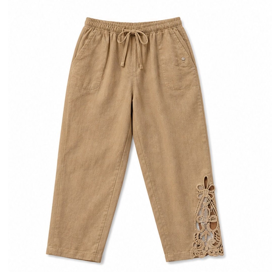 Lace Trim Drawstring Comfort Pants — View 18 | Clova