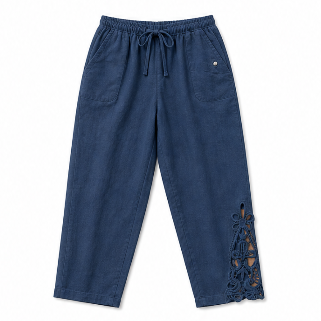 Lace Trim Drawstring Comfort Pants — View 20 | Clova