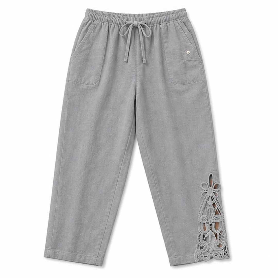 Lace Trim Drawstring Comfort Pants — View 21 | Clova