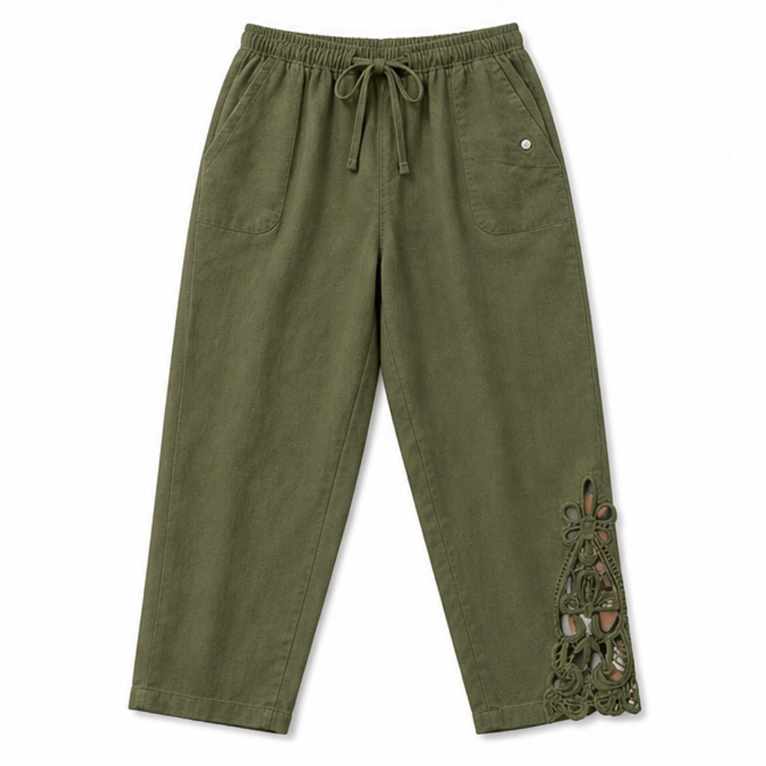 Lace Trim Drawstring Comfort Pants — View 22 | Clova