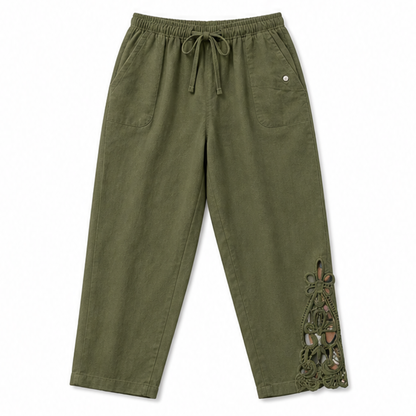 Lace Trim Drawstring Comfort Pants — View 22 | Clova