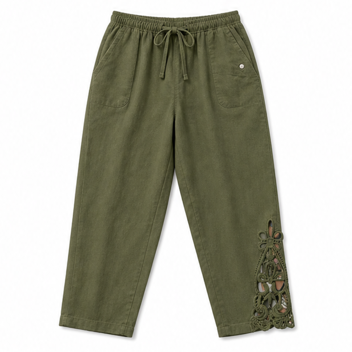 Lace Trim Drawstring Comfort Pants — View 22 | Clova