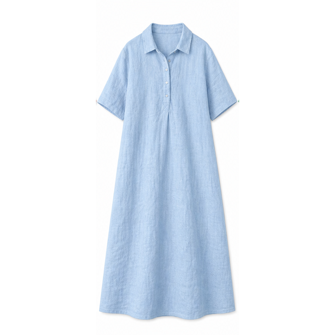 Linen Polo Midi Dress for Easy Everyday Style — View 8 | Clova