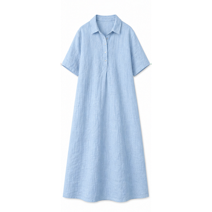 Linen Polo Midi Dress for Easy Everyday Style — View 8 | Clova