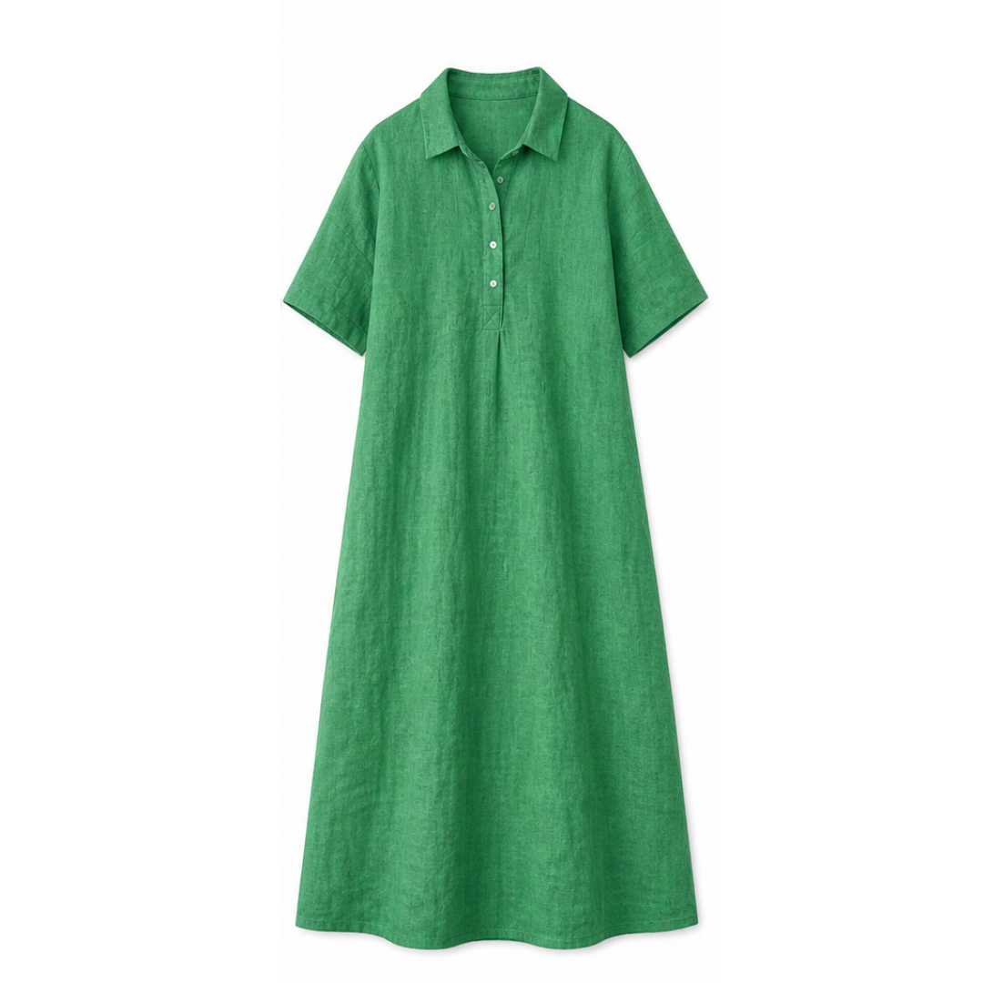 Linen Polo Midi Dress for Easy Everyday Style — View 11 | Clova