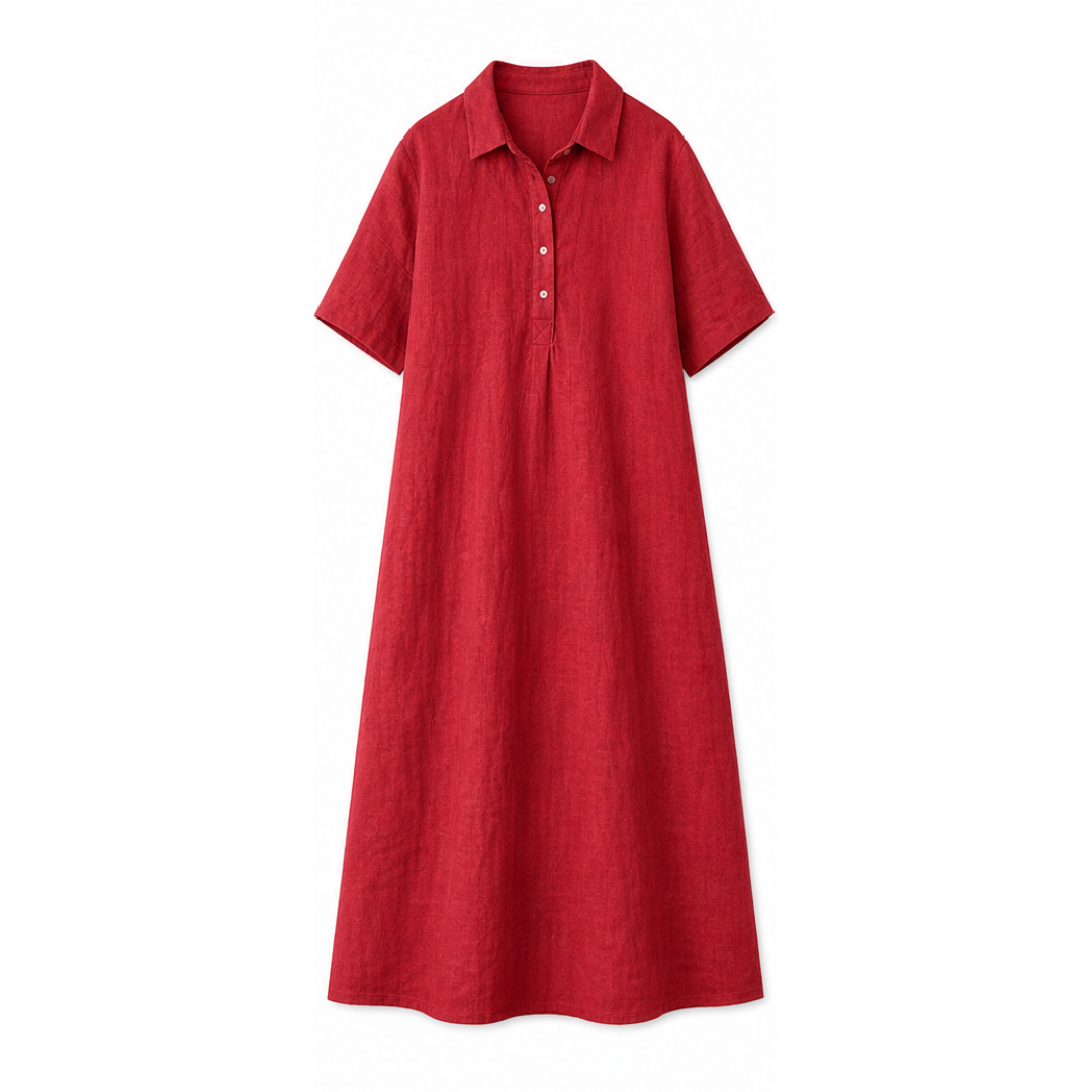 Linen Polo Midi Dress for Easy Everyday Style — View 9 | Clova