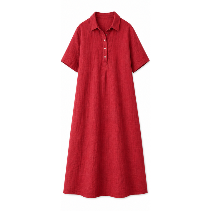 Linen Polo Midi Dress for Easy Everyday Style — View 9 | Clova