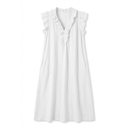Ruffle-V Midi Dress with Pockets — View 21 | Clova