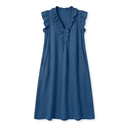 Ruffle-V Midi Dress with Pockets — View 19 | Clova