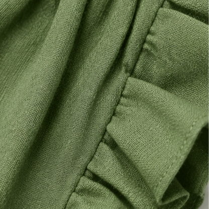 Ruffle-V Midi Dress with Pockets — View 13 | Clova
