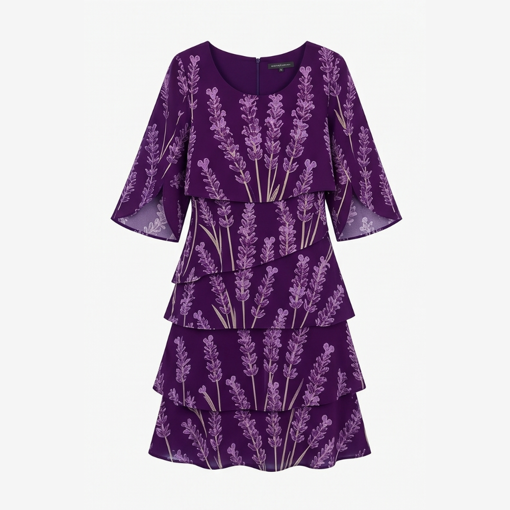 Lumielle Tiered Floral Midi Dress for Special Occasions — View 11 | Clova