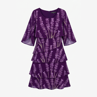 Lumielle Tiered Floral Midi Dress for Special Occasions — View 11 | Clova