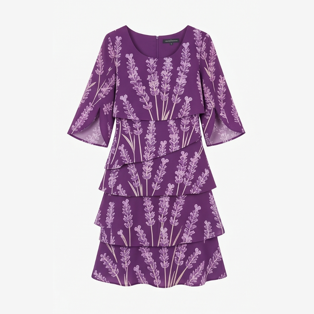 Lumielle Tiered Floral Midi Dress for Special Occasions — View 13 | Clova