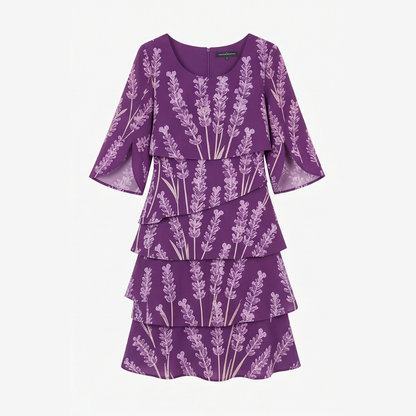 Lumielle Tiered Floral Midi Dress for Special Occasions — View 13 | Clova