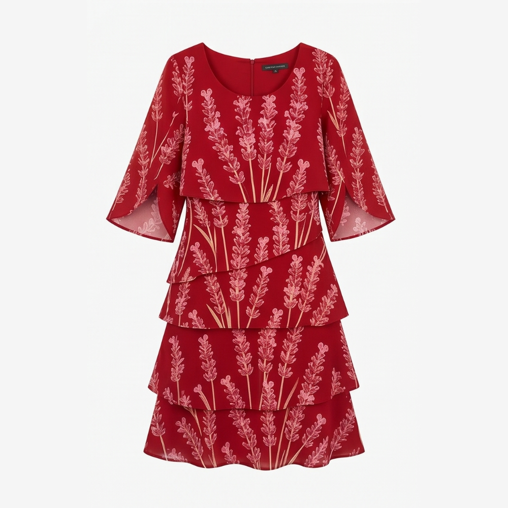 Lumielle Tiered Floral Midi Dress for Special Occasions — View 12 | Clova