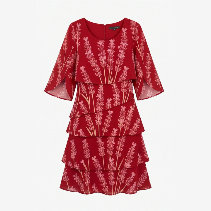 Lumielle Tiered Floral Midi Dress for Special Occasions — View 12 | Clova
