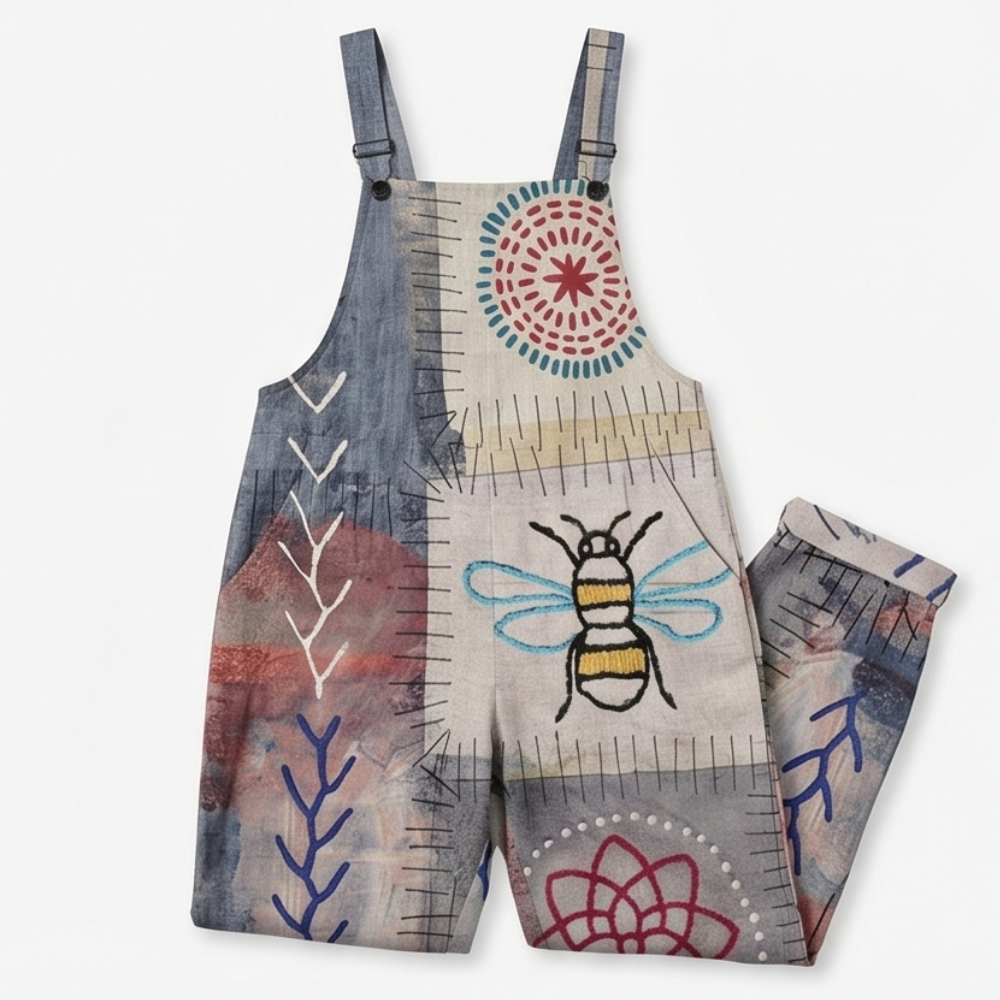 QueenBee Artisan Print Plus-Size Overall — View 12 | Clova