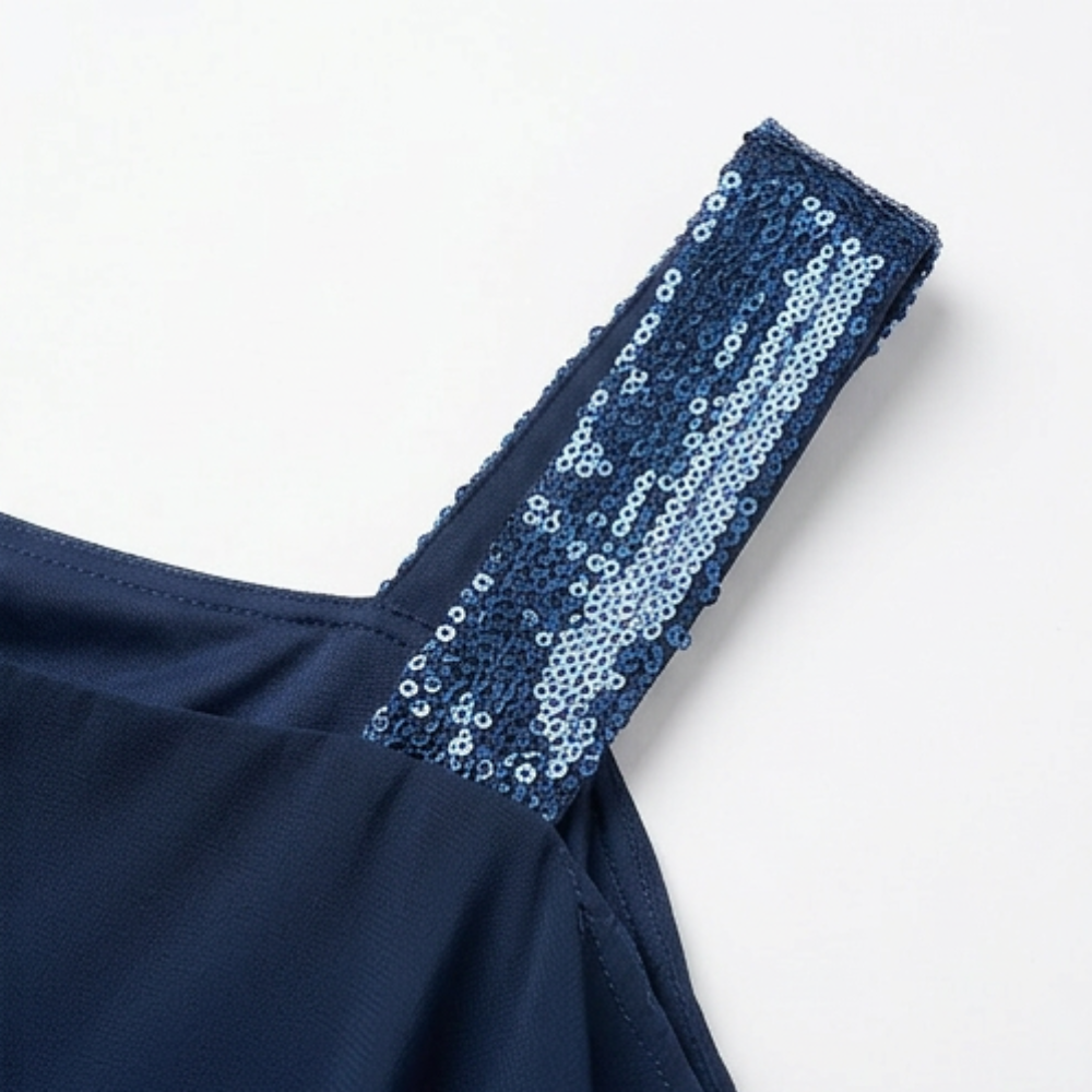 Asymmetric Chiffon Two-Piece Set — View 7 | Clova
