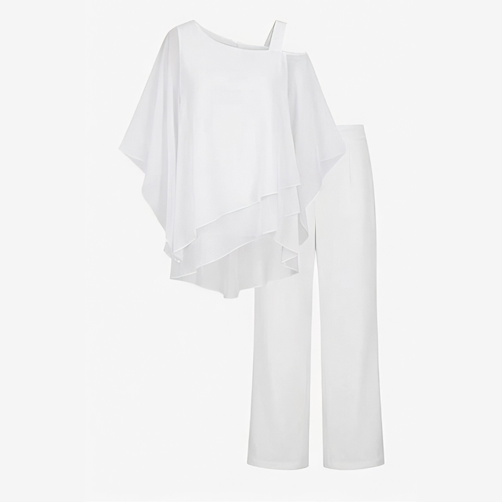 Asymmetric Chiffon Two-Piece Set — View 14 | Clova