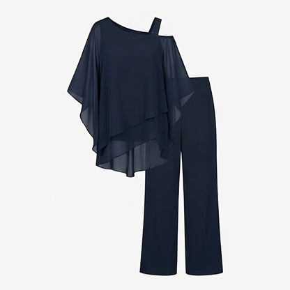 Asymmetric Chiffon Two-Piece Set — View 11 | Clova