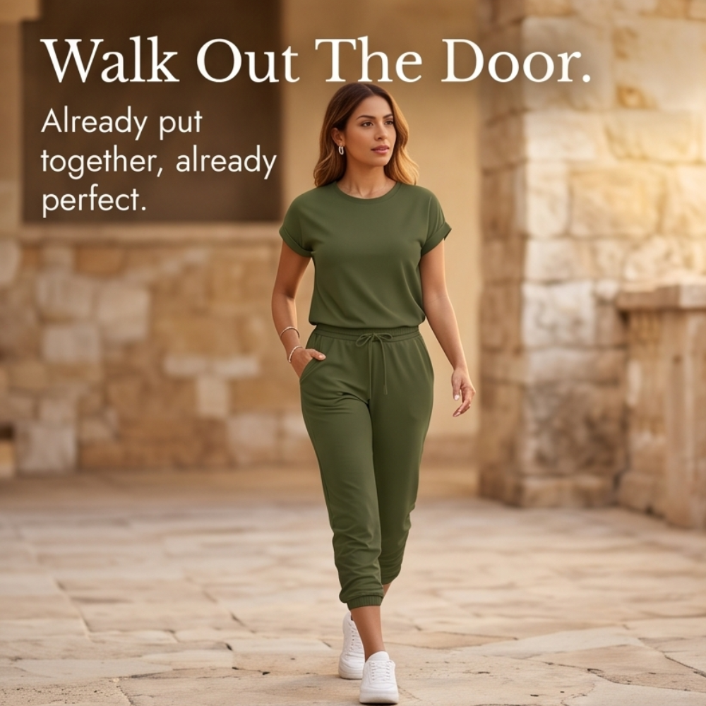 Matching Tee & Jogger Set with Pockets — View 6 | Clova
