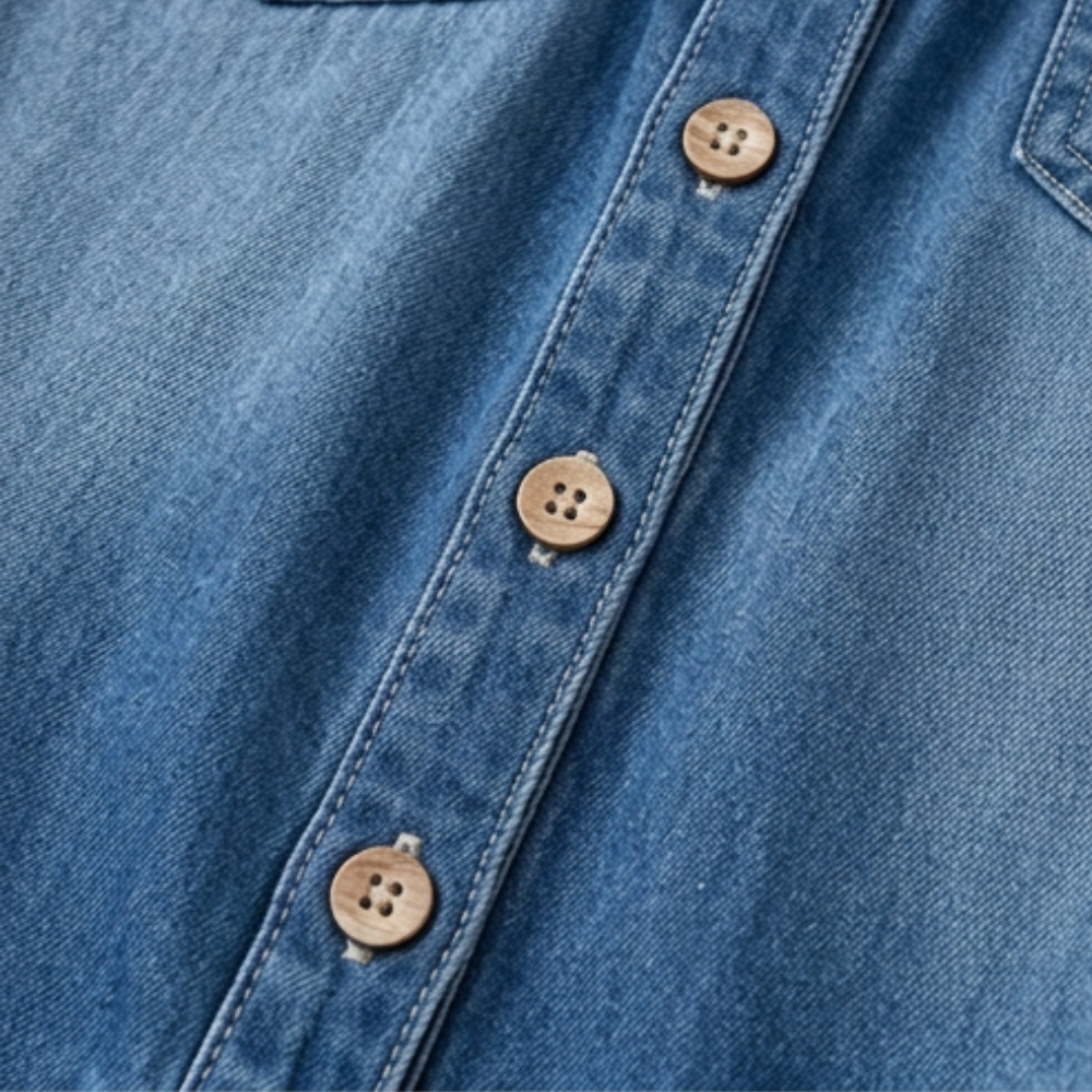 Soluna Off-Shoulder Wide Leg Denim Jumpsuit — View 7 | Clova