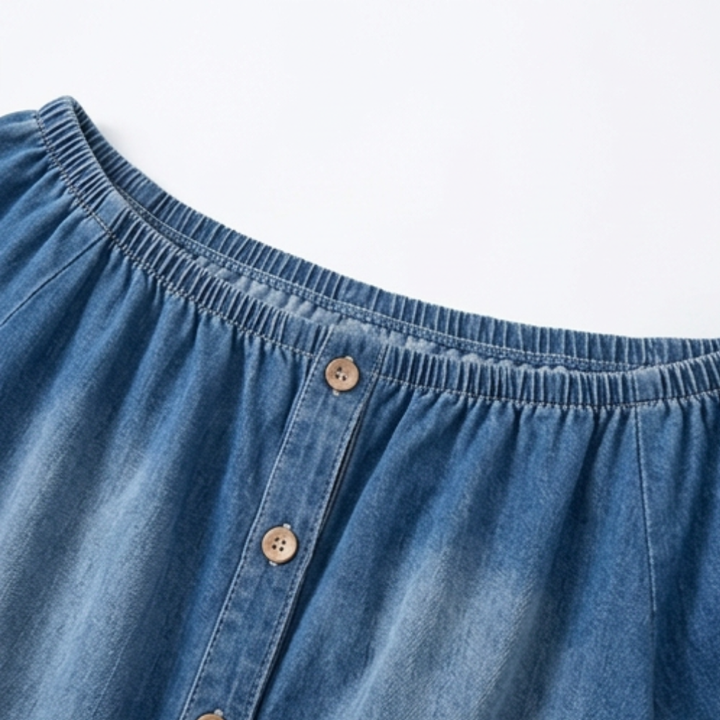 Soluna Off-Shoulder Wide Leg Denim Jumpsuit — View 9 | Clova
