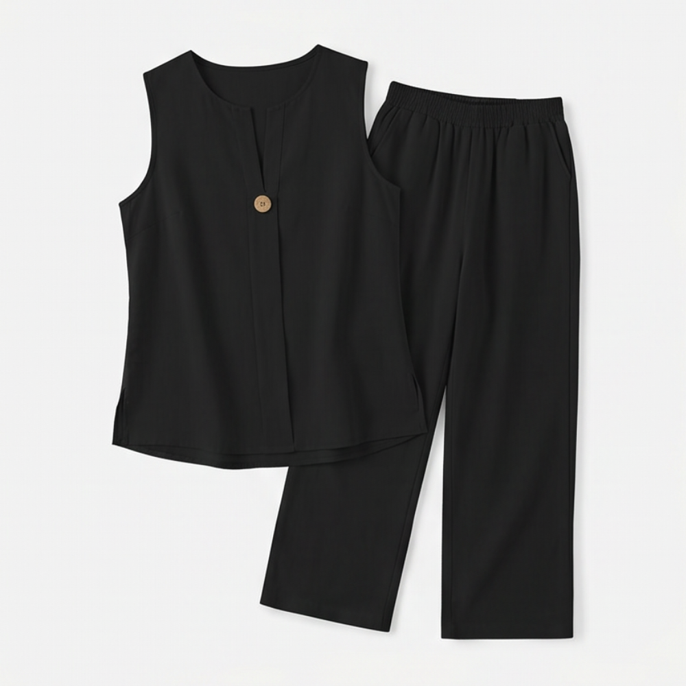 Lunavia Sleeveless Linen Co-Ord Set with Wide-Leg Pants — View 9 | Clova