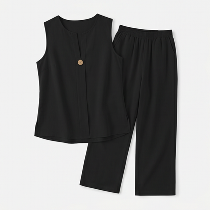 Lunavia Sleeveless Linen Co-Ord Set with Wide-Leg Pants — View 9 | Clova