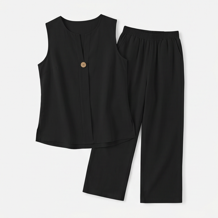 Lunavia Sleeveless Linen Co-Ord Set with Wide-Leg Pants — View 9 | Clova