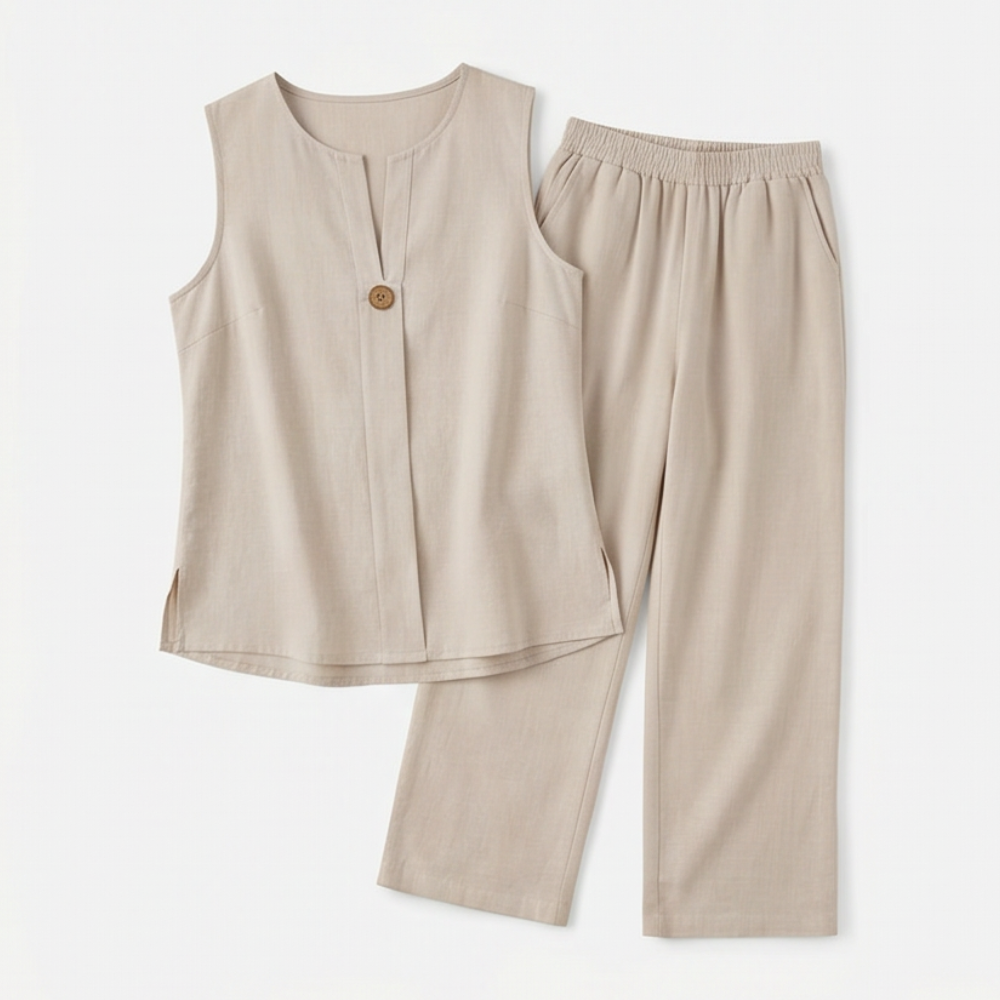 Lunavia Sleeveless Linen Co-Ord Set with Wide-Leg Pants — View 13 | Clova