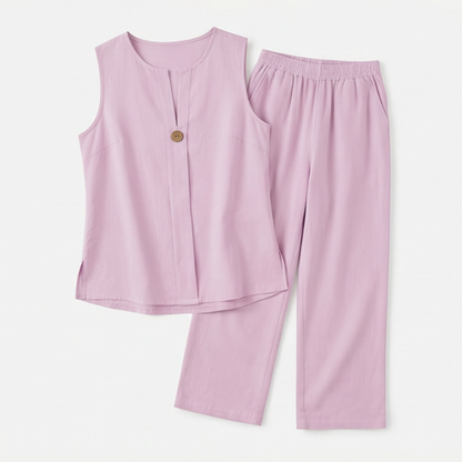 Lunavia Sleeveless Linen Co-Ord Set with Wide-Leg Pants — View 12 | Clova