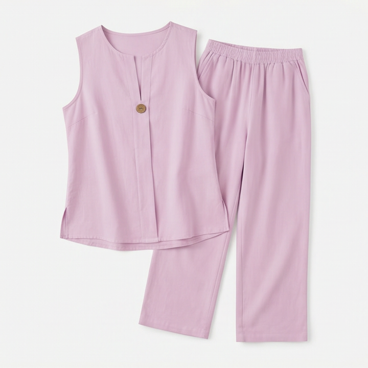 Lunavia Sleeveless Linen Co-Ord Set with Wide-Leg Pants — View 12 | Clova