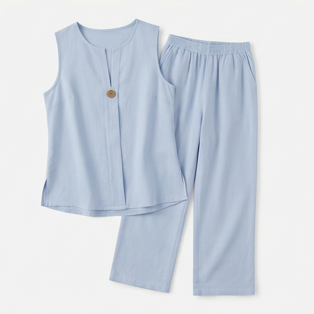 Lunavia Sleeveless Linen Co-Ord Set with Wide-Leg Pants — View 10 | Clova