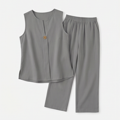 Lunavia Sleeveless Linen Co-Ord Set with Wide-Leg Pants — View 14 | Clova