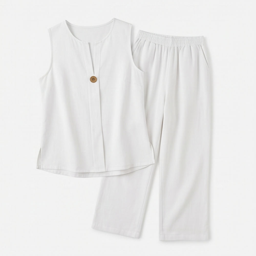 Lunavia Sleeveless Linen Co-Ord Set with Wide-Leg Pants — View 11 | Clova